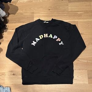 Madhappy Black Crewneck with Pastel Rainbow Logo